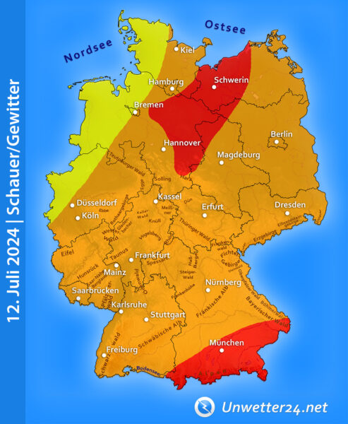 Gewitter durch Tief Frieda 2024