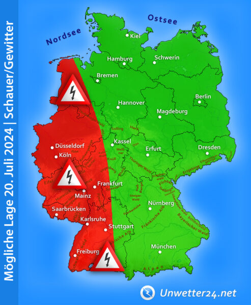 Mögliche Gewitterlage 20. Juli 2024