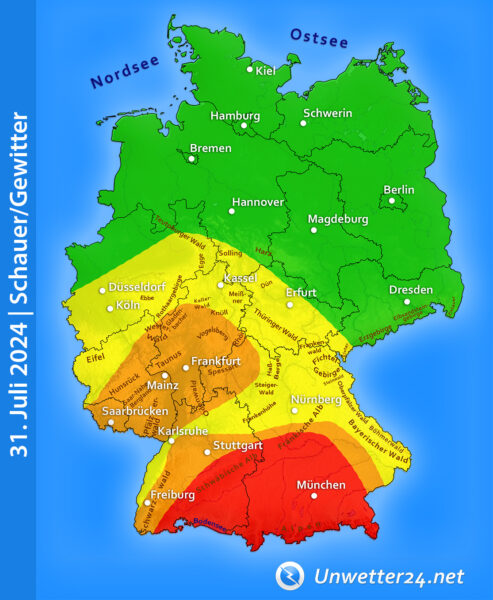 Punktuelle Schwergewitter 31. Juli 2024