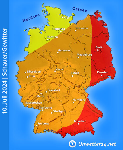 Tief Elke bringt Gewitter 2024