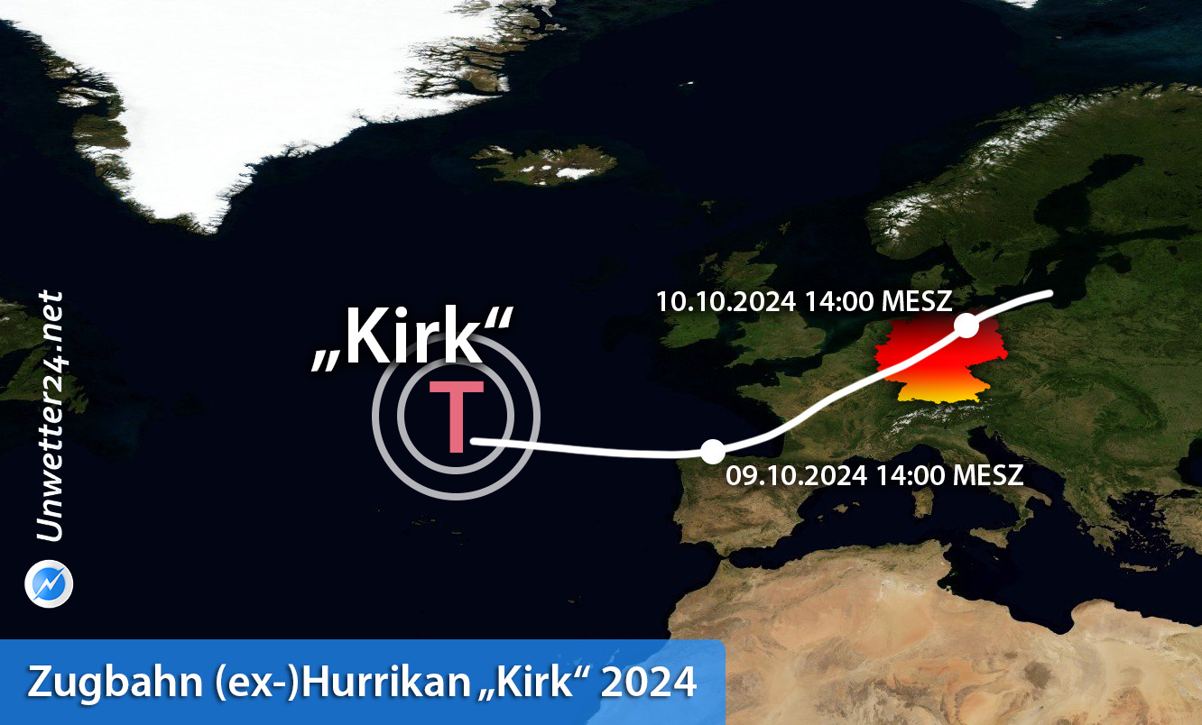 Zugbahn ex-Hurrikan Kirk 2024