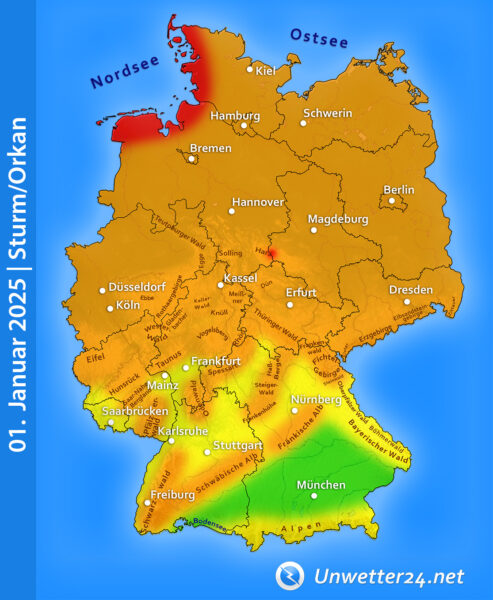 Sturm Neujahr 2025