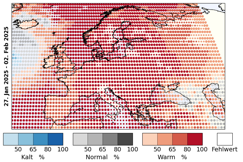 Temperaturabweichungen Europa ab 27. Januar 2025