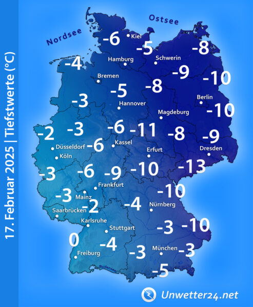 Tiefstwerte 17. Februar 2025